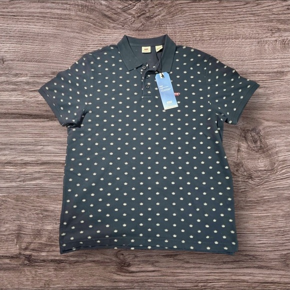Levi's Other - NWT - Levi’s Navy Blue Mens Polo Top with White Accent Designs Sz Large